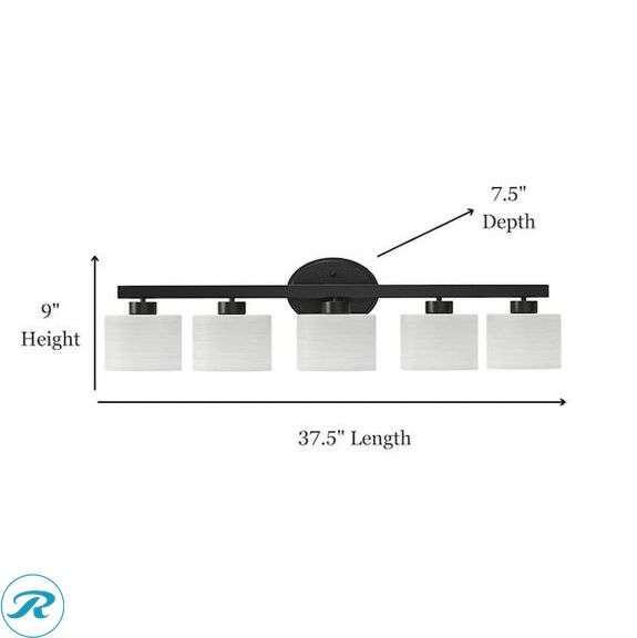 (2) New- allen + roth Merington 37.5-in 5 -Light Matte Black Transitional Vanity light (Total of 2) - Roller Auctions