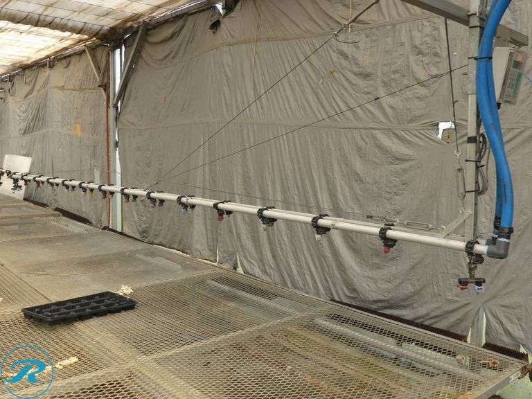GTI Common Sense Greenhouse 30′ Boom Irrigation System, 120′ Travel Rail, 100′ On-Rail Hose - Roller Auctions