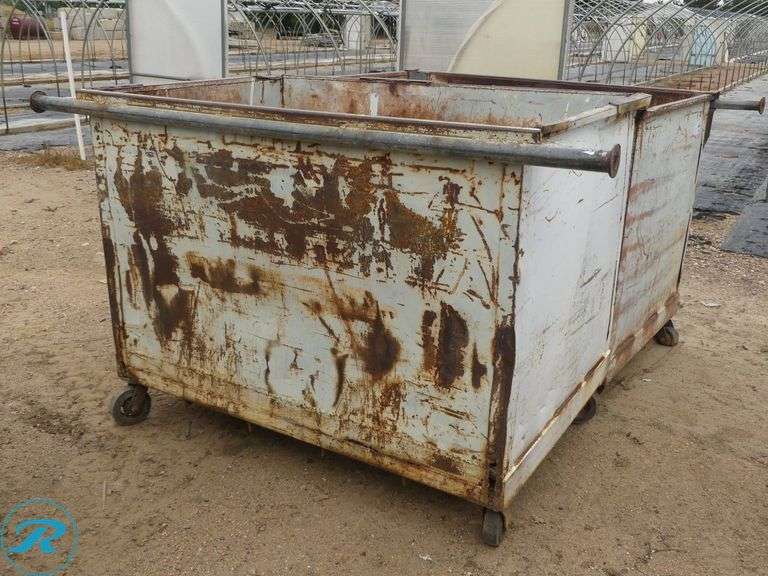 (2) Trash Dumpsters on Casters (1-Bottom Rusted Out) - Roller Auctions