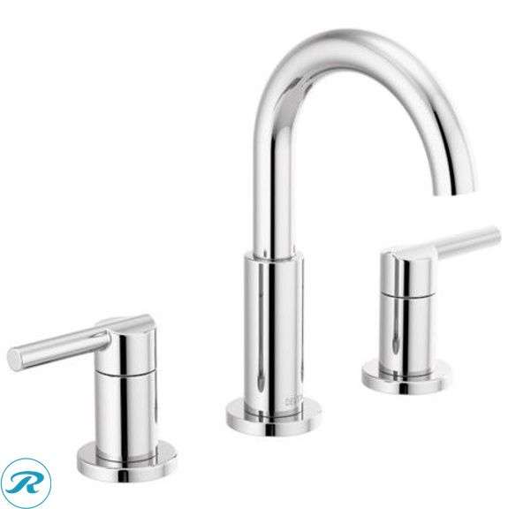 (1) New- Delta Nicoli Chrome Widespread 2-handle WaterSense Mid-arc Residential Handle Bathroom Sink Faucet with Drain
