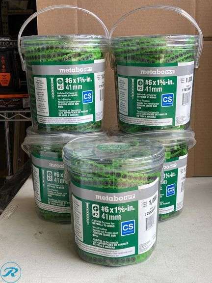 (5) New- Metabo HPT #6 x 1-5/8-in Collated Bugle Coarse Thread Drywall Screws (total of 5) - Roller Auctions