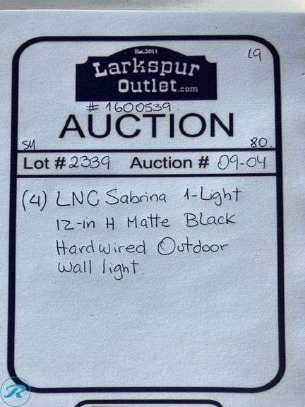 (4) New- LNC Sabrina 1 -Light 12-in H Matte Black Hardwired Outdoor Wall Light (Total of 4) - Roller Auctions