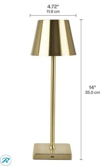 (3)Mikasa: Rechargeable 14-inch LED Lamps, (2) Black, (1) Gold- New/ (1) Lamp Missing