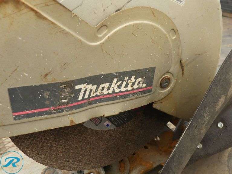 Makita 2414B 14″ Metal Cut-Off Saw on 2-Tier Metal Cart, 39″ x 24″ - Roller Auctions