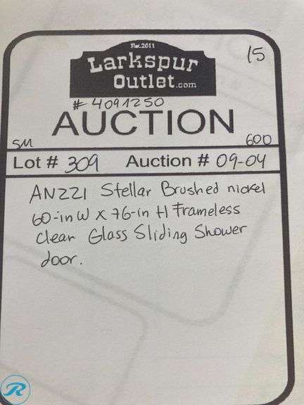 (1) New- ANZZI Stellar Brushed nickel 60-in W x 76-in H Frameless Clear Glass Sliding Shower door - Roller Auctions