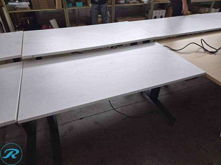 (2) ESI Triumph LX60 Electric Height-Adjustable Desk with 24″ Undermount Power Strip, 60×30 Inches - Roller Auctions