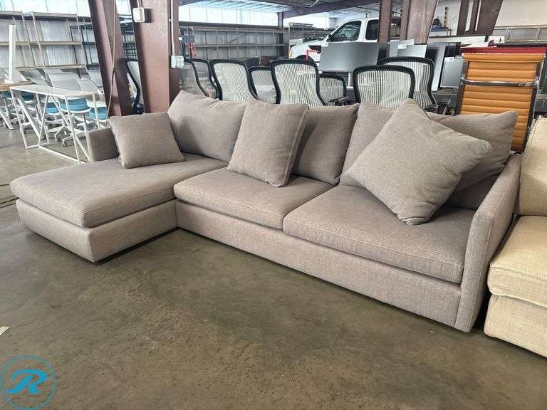 Gray Sectional Sofa with Chaise and Loose Cushions
