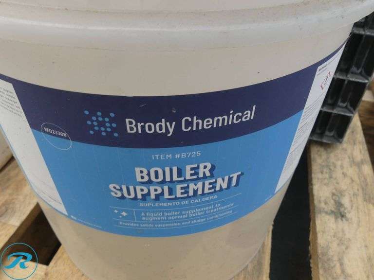 Pallet of CalOx pH and Brody Chemical Boiler Supplement Bottles - Roller Auctions