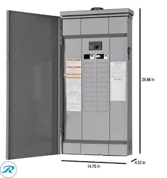 (1) New out of box- Homeline 125 Amp 24-Space 48-Circuit Outdoor Main Breaker Plug-On Neutral Load Center (some minor scratches/See Photos) (Total of 1) - Roller Auctions