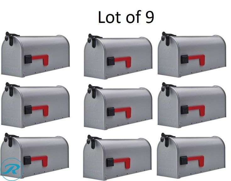(9) New- Gibraltar Mailboxes Grayson Metal Standard Mailbox Gray - Roller Auctions