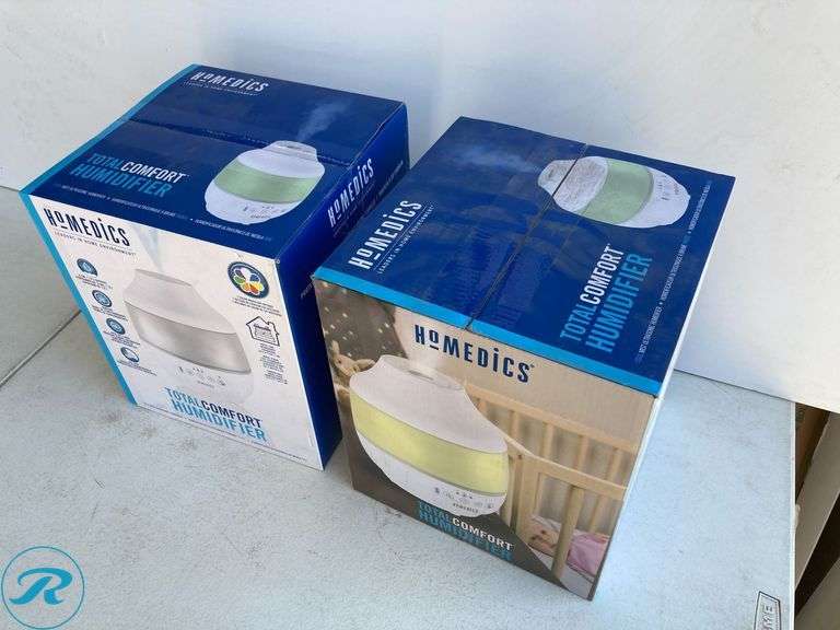 (2) New- HOMEDICS TotalComfort 0.5-Gallon Tabletop Cool mist Humidifier (For Rooms Up To 330-sq ft ) White (total of 2) - Roller Auctions