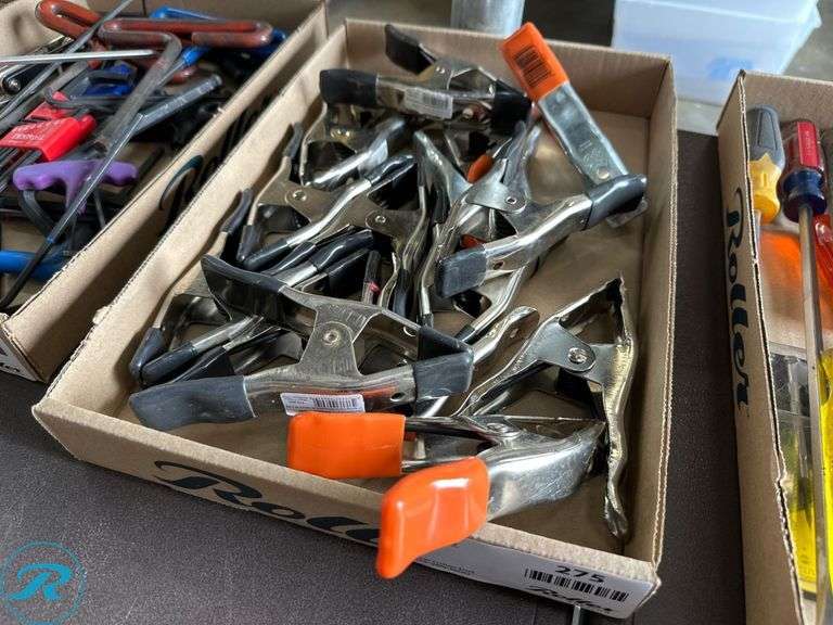 Tray of Metal Spring Clamps