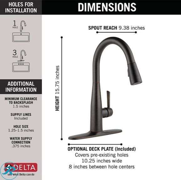 (1) New- Delta Essa Venetian Bronze Single Handle Deck-mount Pull-down Kitchen Faucet with Sprayer ( Deck Plate Included ) (total of 1) - Roller Auctions