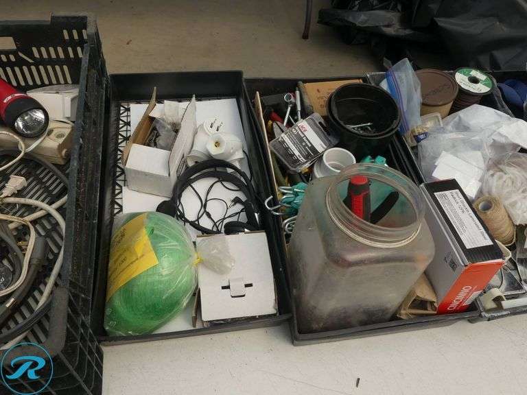 (6) Trays of Hardware and Household Items - Roller Auctions