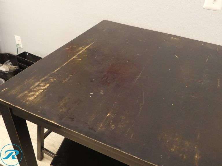 5-Piece Black Wood Dining Set with Square Table and Four Stools - Roller Auctions