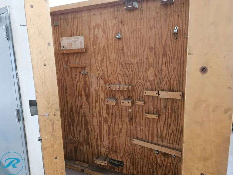 Wooden Rolling Storage Cabinet with Interior Shelving - Roller Auctions