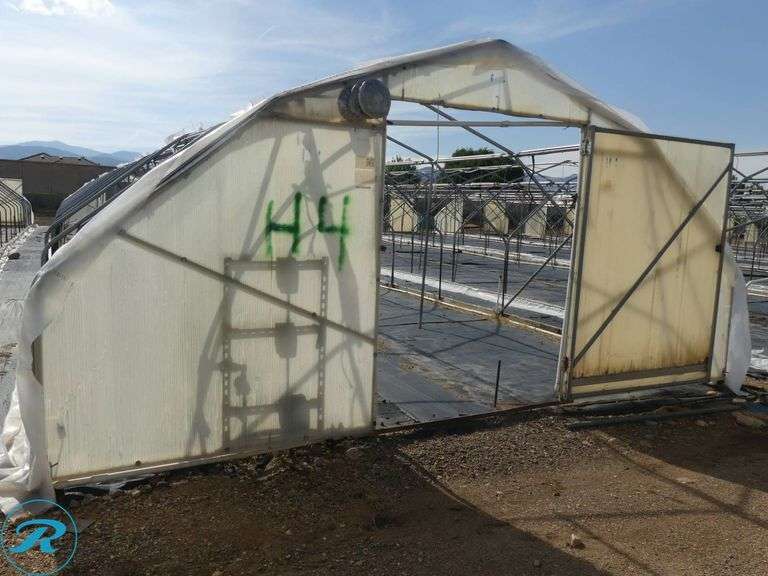Tunnel Hoop House Frame, 90′ x 17′, With Front and Rear Doors, 60″ x 76″ - Roller Auctions