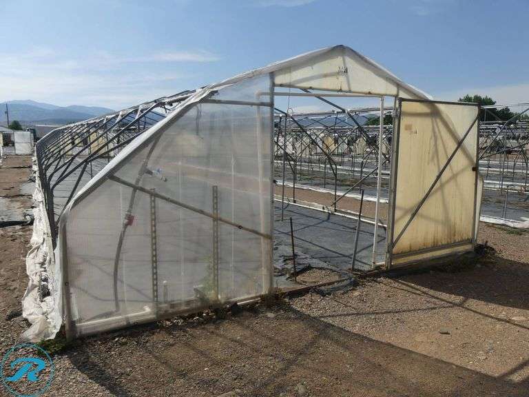 (2) Tunnel Hoop House Frames, 95′ x 17′, With Front and Rear Doors, 60″ x 76″ - Roller Auctions
