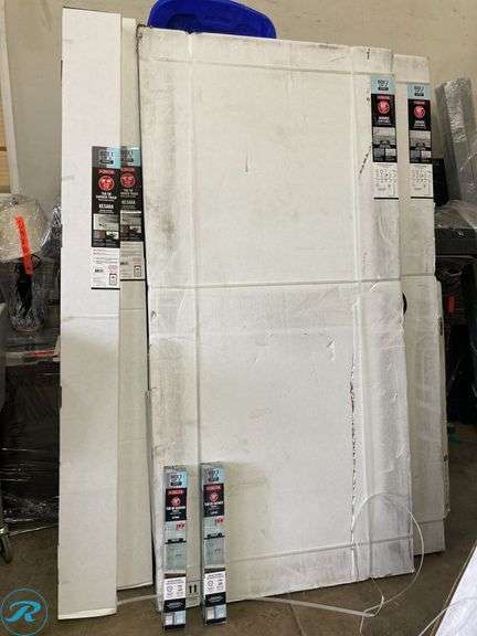 (2) NEW Delta Kesara  Brush Nickel 53-in to 60-in W x 72.99-in H Frameless Clear Glass Sliding soft Close Shower Door. - Roller Auctions