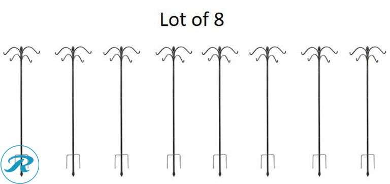 (8) New- Garden Accents 84-in Black Metal Shepherd's Hook (total of 8) - Roller Auctions