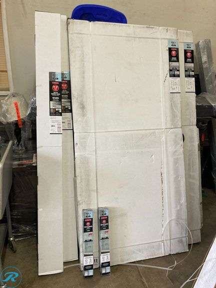 (2) NEW Delta Kesara  Brush Nickel 53-in to 60-in W x 72.99-in H Frameless Clear Glass Sliding soft Close Shower Door. - Roller Auctions