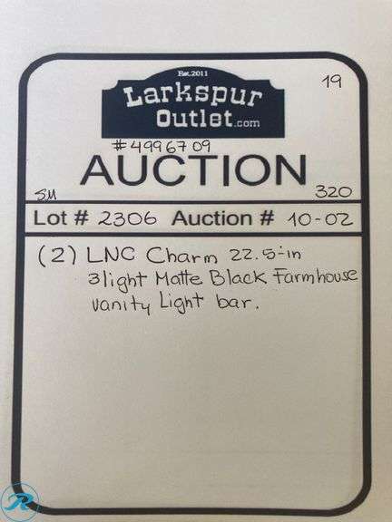 (2) New- LNC Charm 22.5-in 3 -Light Matte Black Farmhouse Vanity light bar - Roller Auctions
