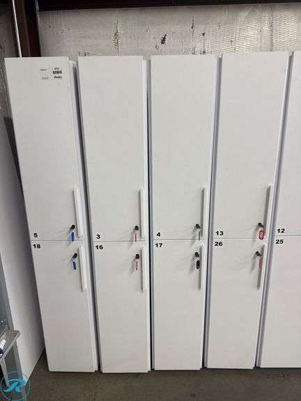 (4) 2-Bay White Lockers With Numbered Doors - Roller Auctions
