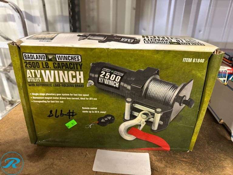 Badland 2500 Lb Capacity Atv Utility Winch Model 61840 Roller Auctions 