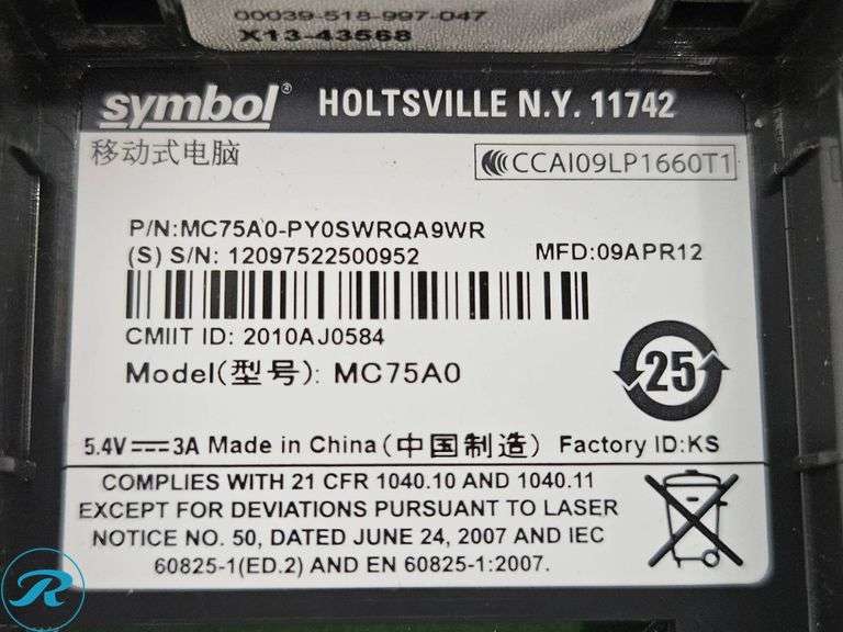 Motorola Symbol MC75A0 Rugged Handheld Terminals and LS3578-FZ Barcode Scanner - Roller Auctions