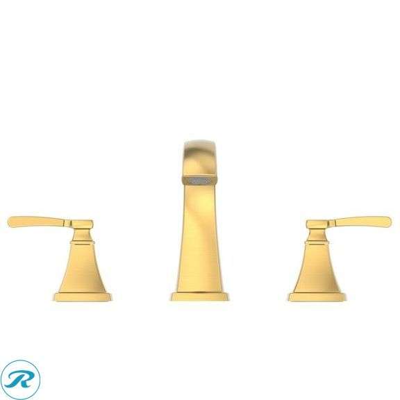 (1) New- allen + roth Chesler Brushed Gold Widespread 2-handle WaterSense Mid-arc Residential Handle Bathroom Sink Faucet with Drain