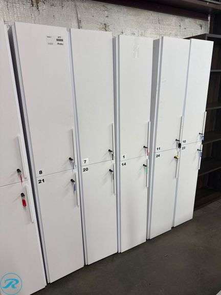 (5) 2-Bay White Lockers with Keyed Locks