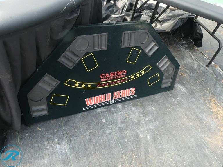 Casino-Themed Blackjack Table and Folding Poker Table with Casino Roulette Game Set - Roller Auctions