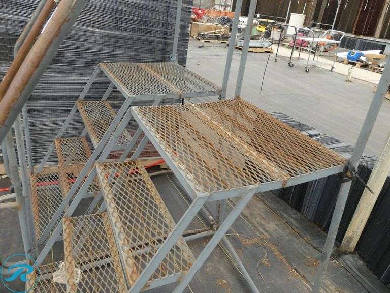 (2) Metal Rolling Step Ladders (Missing Wheels) - Roller Auctions