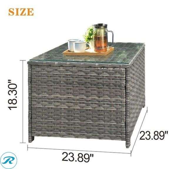 (1) New- Ovios New Vultros Square Rattan Outdoor Coffee Table 23.89-in W x 23.89-in L - Roller Auctions