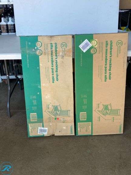 (2) New- Style Selections Children‘s White Wood Frame Rocking Chair with Slat Seat - Roller Auctions