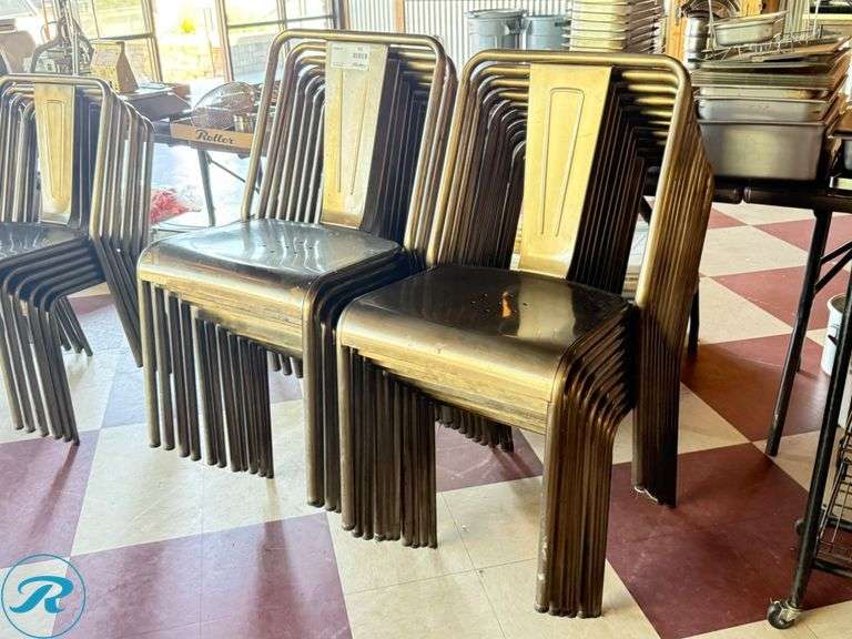 (20) Metal Dining Chairs with Contoured Backrest - Roller Auctions