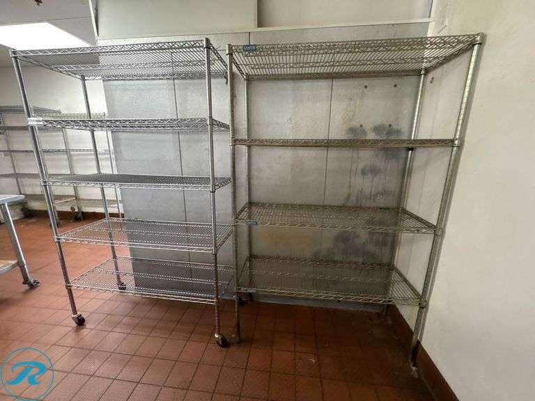 (2) Metal Wire Racks, 48” x 18” x 76”H and 48” x 18” x 74”H
