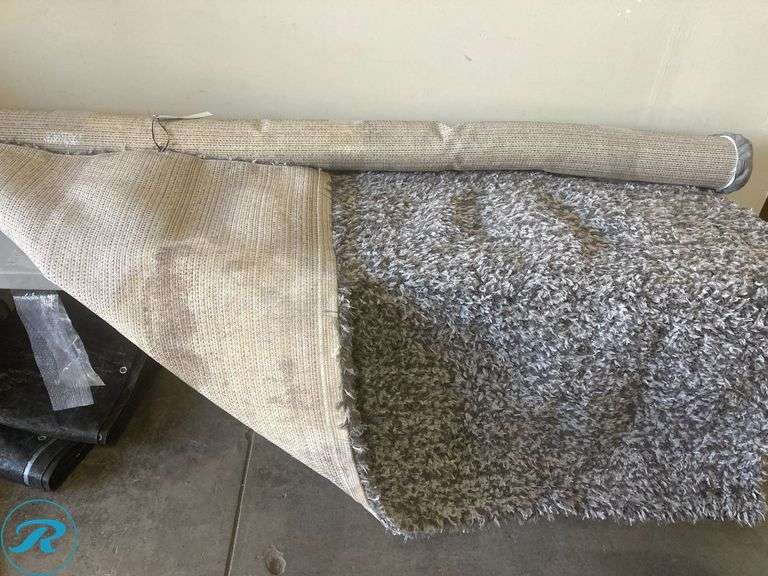 (1) - Home Dynamix Zelda 8 x 10 (ft) Loomed Gray Rectangular Indoor Solid Pet Friendly Area rug (some storage stains on the back of the rug See Photos) - Roller Auctions