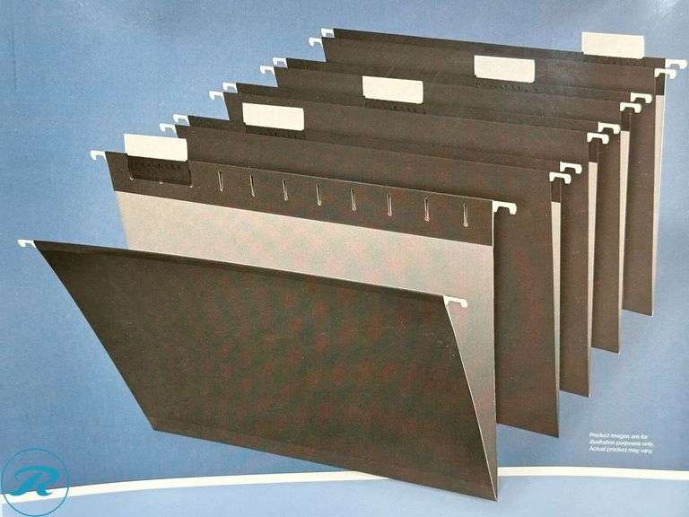 (10) Office Depot® Brand Hanging File Folders, 1/5-Cut, Letter Size, Black, Pack Of 25 Folders- New/ Damaged Boxes - Roller Auctions