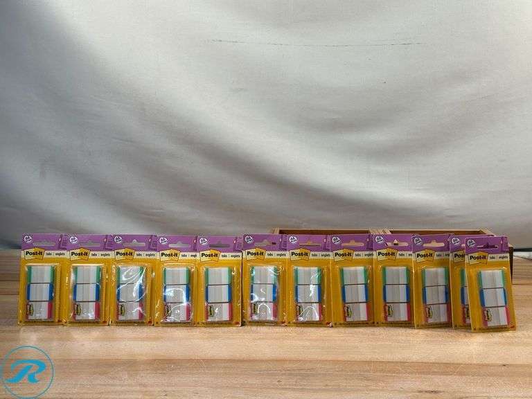 (12) Post-it® Tabs, 1 in. x 1.5 in., 1 Pack, 88 Tabs/Pack, Assorted Colors- New - Roller Auctions