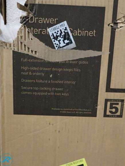 Realspace® 29-7/16"W x 18-1/2"D Lateral 2-Drawer File Cabinet, White - New - Roller Auctions