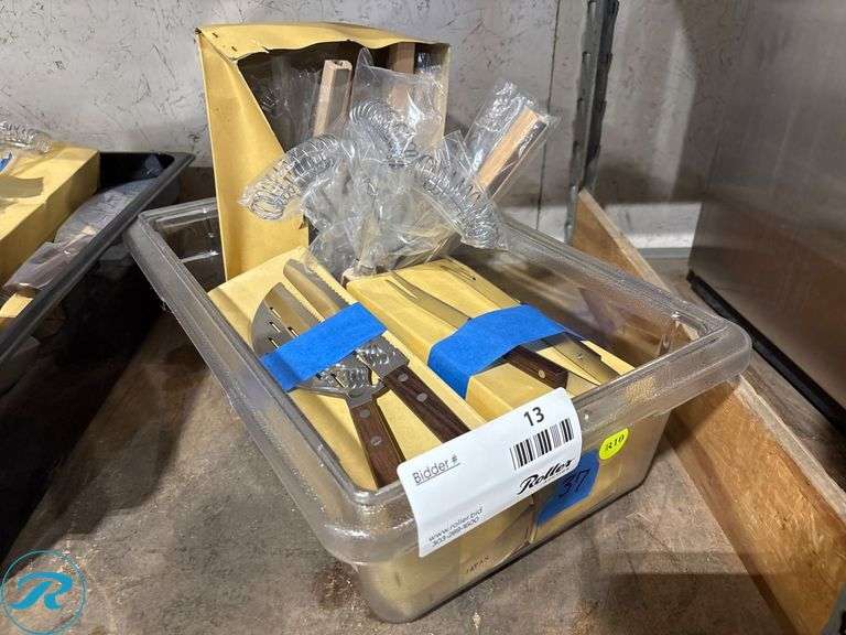 Plastic Tub with Assorted Light Duty Utensils