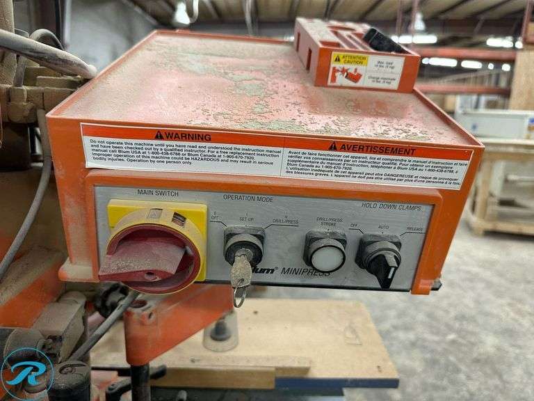 2002 Blum M51N053 Minipress Drilling and Press Machine, 220V With Workbench, 42″ x 29″ - Roller Auctions