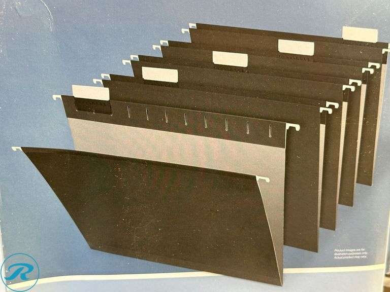 (10) Office Depot® Brand Hanging File Folders, 1/5-Cut, Letter Size, Black, Pack Of 25 Folders- New/ Damaged Boxes - Roller Auctions