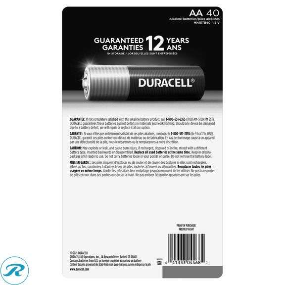 (3) Duracell Coppertop Alkaline AA Batteries, 40-count - - Roller Auctions