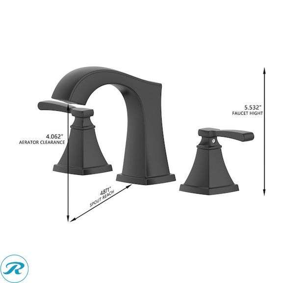 (1) New allen + roth Chesler Matte Black Widespread 2-handle WaterSense Mid-arc Residential Handle Bathroom Sink Faucet with Drain - Roller Auctions