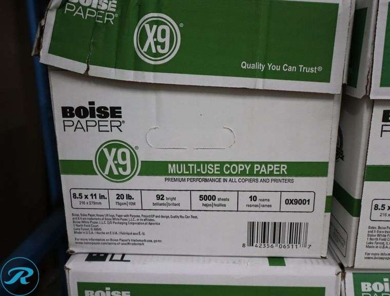 (6) Boise Paper X9 - 5000pc Per Case, 8.5" x 11", 92 Brightness, 20 Pounds - New/Damaged Box/Few Damaged - Roller Auctions