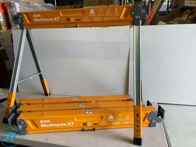 (4) New- BORA Workhorse XT 38-in W x 30-in H Adjustable Steel Saw Horse ( 1350-lb Capacity) - Roller Auctions