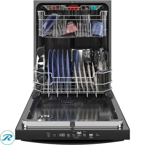 (1) New- GE 24-in Top Control Built-in Dishwasher With Third Rack ( Fingerprint Resistant Stainless Steel ) ENERGY STAR, 50-Decibel Very Quiet Sound Level (some minor dents see photos) - Roller Auctions