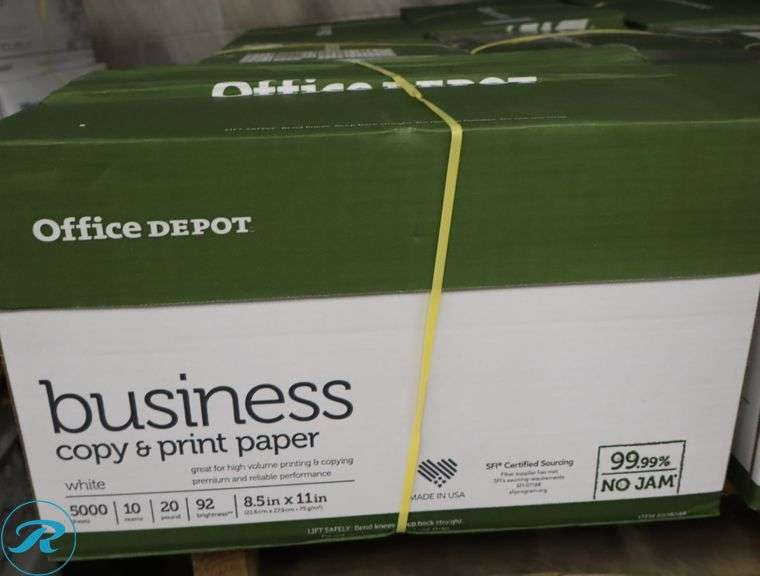 (6) Office Depot Business Copy & Print Paper 5000pc Per Case, 8.5" x 11", 92 Brightness, 20 Pounds - New/Damaged Box/Few Damaged - Roller Auctions